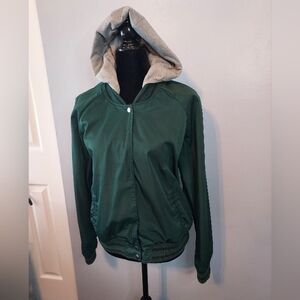 Arizona Jean Co. Size Large Juniors Green/Gray Letterman/Bomber Jacket